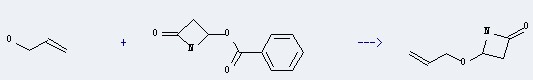 The 2-Azetidinone, 4-(benzoyloxy)- could react with prop-2-en-1-ol, and obtain the 4-(2-propenyloxy)-2-azetidinone